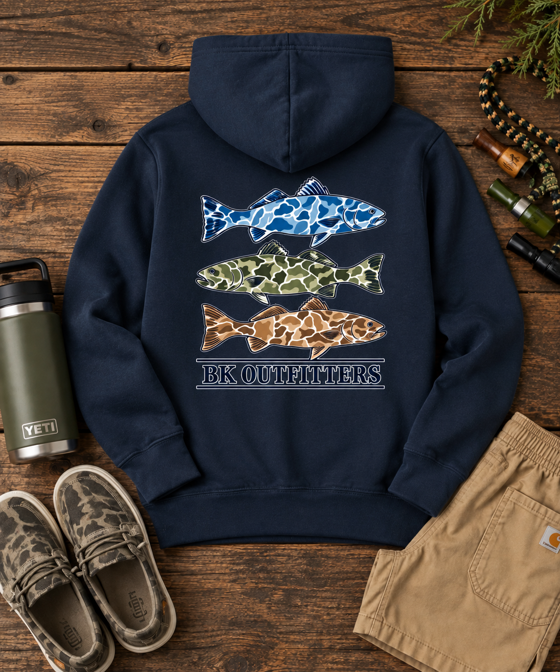 Camo Fish Youth Hoodie